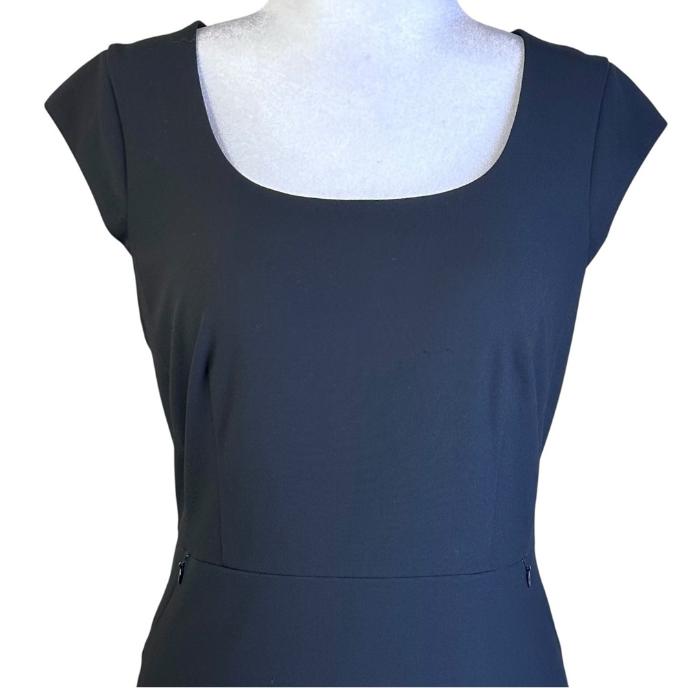Ann Taylor Black Midi Dress with Cap Sleeves Size 10 - Picture 4 of 13
